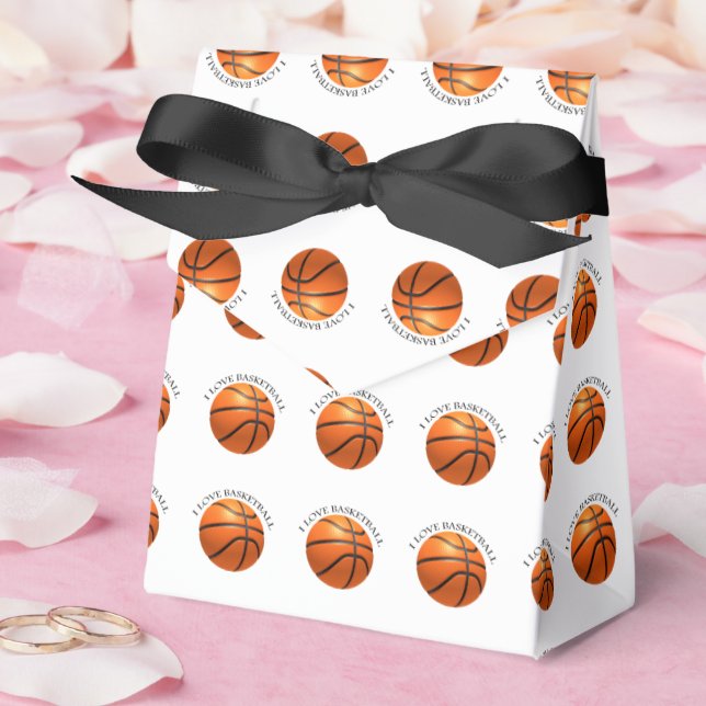Custom orange and black leather basketball favour box (Wedding)