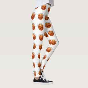 Custom orange and black leather basketball leggings