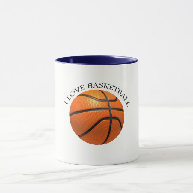 Custom orange and black leather basketball mug (Center)