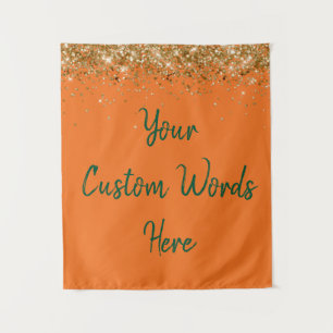 Custom Orange and Green Personalised Photo Booth Tapestry
