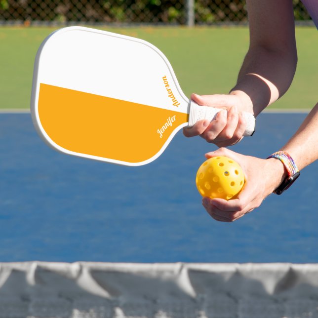 Custom Orange and White Pickleball Paddle (Insitu)