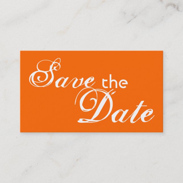Custom orange back save the date wedding cards (Front)