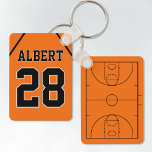 Custom Orange & Black Basketball Court and Jersey Key Ring<br><div class="desc">Show your love for basketball with this custom orange and black basketball court and jersey keychain. The bold orange and black court design is complemented by personalised jersey details, making it truly unique. Add your name, number, or team logo for a custom touch. A great accessory for players, fans, or...</div>