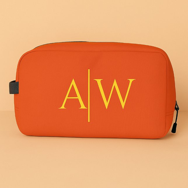 Custom Orange Bridesmaid Makeup Bag, Bridal Gift Dopp Kit (orange bridesmaid makeup bag, personalized bridesmaid gift, bridal shower makeup pouch,)