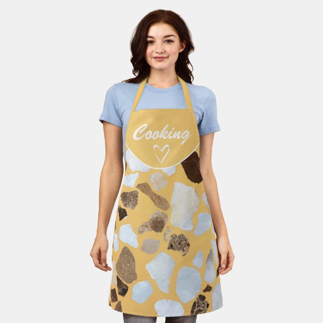 Custom Orange Brown Terrazzo Pattern Apron (Worn)
