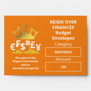 Custom ORANGE Christian Budget Cash Envelope