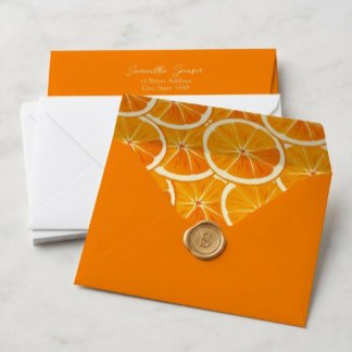 Custom Orange Citrus Birthday Party Envelope