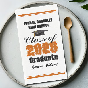 Custom Orange Class of 2026 Graduation Party Napkin