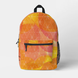 Custom Orange Colourful Geometric Pattern Aestheti Printed Backpack