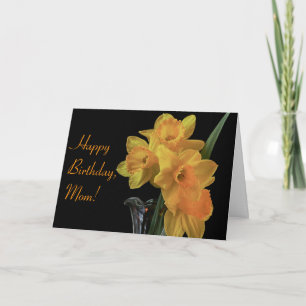 Custom Orange Daffodil Happy Birthday Day Card