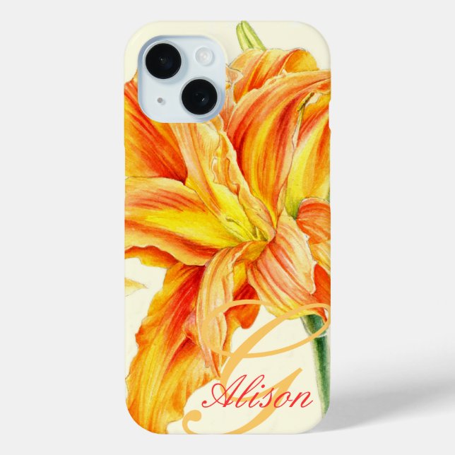 Custom orange daylily floral  Case-Mate iPhone case (Back)