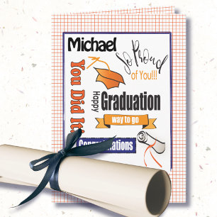 Custom Orange Graduation Card to Personalise