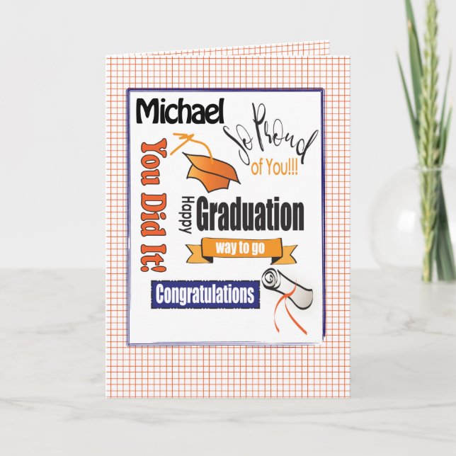 Custom Orange Graduation Card to Personalise (Front)