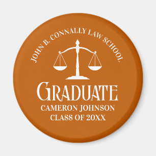 Custom Orange Law School Graduation Keepsake Magnet