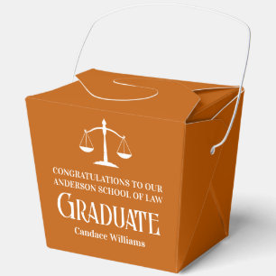 Custom Orange Law School Graduation Party Fortune Favour Box