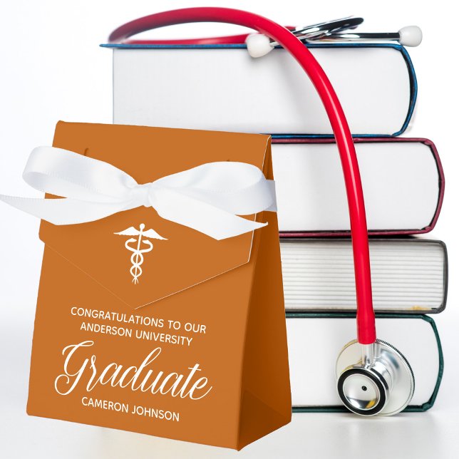 Custom Orange Medical School Graduation Party Favour Box (Creator Uploaded)