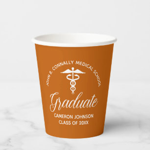 Custom Orange Medical School Graduation Party Paper Cups