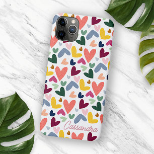 Custom Orange Mint Green Pink Blue Heart Pattern iPhone 16 Pro Max Case