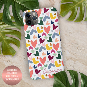 Custom Orange Mint Green Pink Blue Heart Pattern iPhone 11Pro Max Case