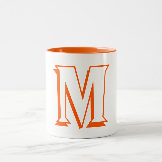 Custom Orange Monogram Initial Coffee Tea Milk Mug (Center)