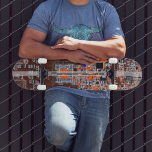 Custom Orange PCB Circuit Board for IT Pros Skateboard