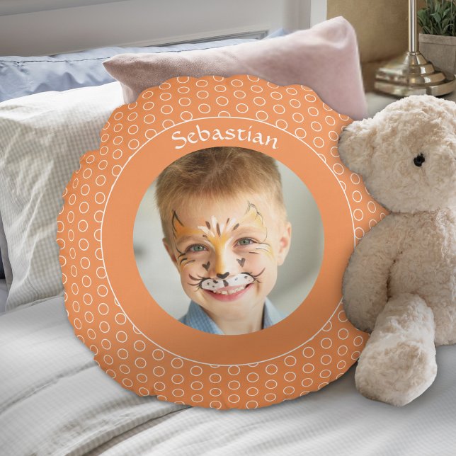 Custom Orange Photo Frame  Round Cushion (Creator Uploaded)