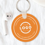 Custom Orange Promotional Business Logo Branded Key Ring<br><div class="desc">Easily personalise this coaster with your own company logo or custom image. You can change the background colour to match your logo or corporate colours. Custom branded keychains with your business logo are useful and lightweight giveaways for clients and employees while also marketing your business. No minimum order quantity. Bring...</div>