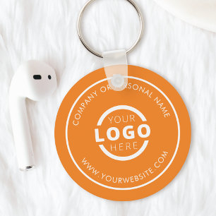 Custom Orange Promotional Business Logo Branded Key Ring