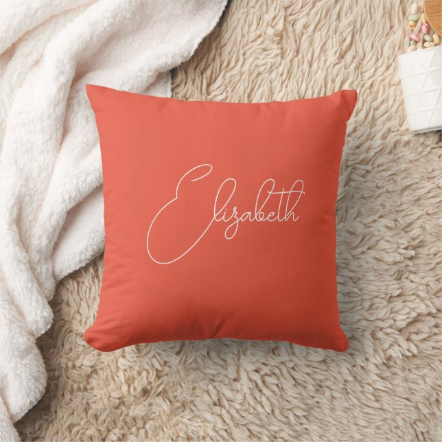 Custom Orange Red Template Your Own Name Cushion (Blanket)