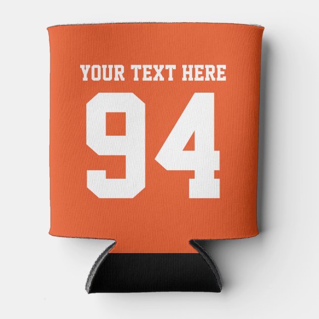 Custom orange sports jersey number beverage cooler (Front)