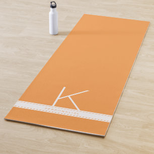 Custom Orange Stripe Monogram Name Yoga Mat