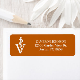 Custom Orange Veterinary Clinic Return Address Label