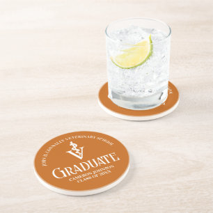 Custom Orange Veterinary School Graduate Keepsake Coaster
