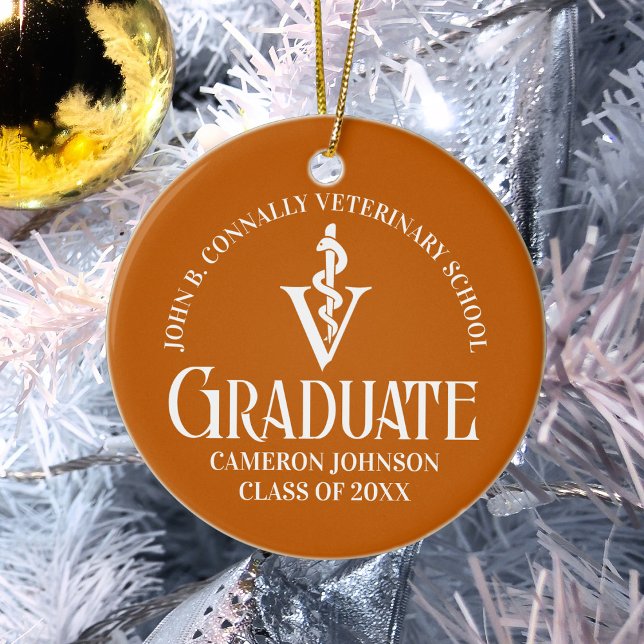 Custom Orange Veterinary School Graduation Gift Ceramic Ornament (Creator Uploaded)