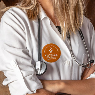 Custom Orange Veterinary School Graduation Party 6 Cm Round Badge
