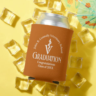 Custom Orange Veterinary School Graduation Party Can Cooler