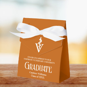 Custom Orange Veterinary School Graduation Party Favour Box
