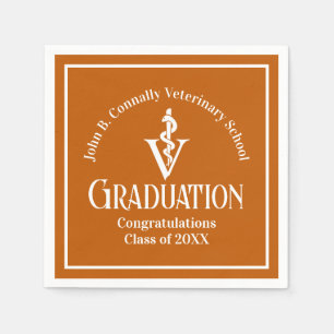 Custom Orange Veterinary School Graduation Party Napkin