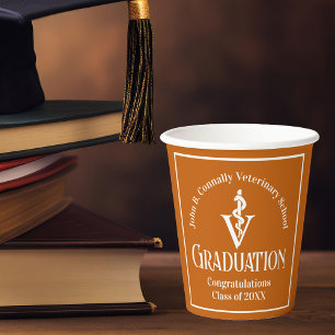 Custom Orange Veterinary School Graduation Party Paper Cups