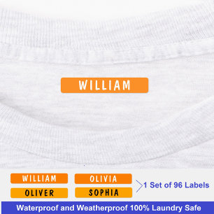(Custom Orange Waterproof Tags) Kids Name Clothing