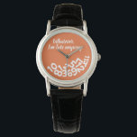 CUSTOM Orange Whatever, I'm Always Late Anyway Watch<br><div class="desc">CUSTOM Whatever, I'm Always Late Anyway Looks like the numbers fell off the face of this watch because the wearer is always late for appointments and meetings. A funny and humourous accessory for ladies who are always on the go but can't seem to be on time and are always tardy....</div>