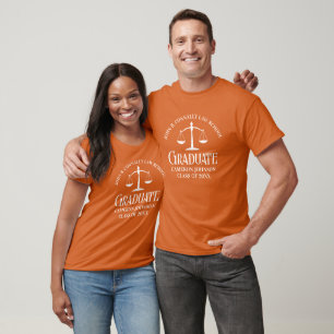 Custom Orange White Law School Graduation T-Shirt