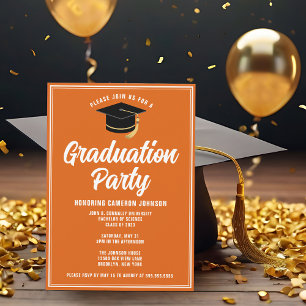 Custom Orange White Modern 2025 Graduation Party Invitation