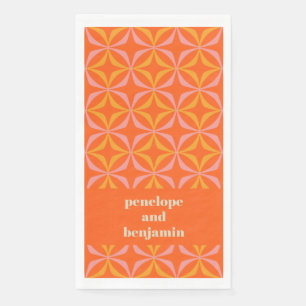 Custom Orange Yellow Retro Typography Wedding Napkin