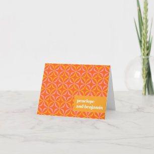 Custom Orange Yellow Retro Typography Wedding  Thank You Card