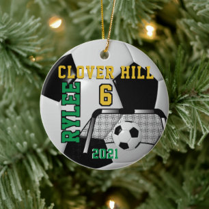 Custom Order - Black and White Soccer Ball ⚽ Ceramic Ornament