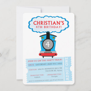 CUSTOM ORDER Christian's 4th Birthday train invite