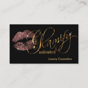 Custom Order - Dark Rose Glitter and Gold Business Card