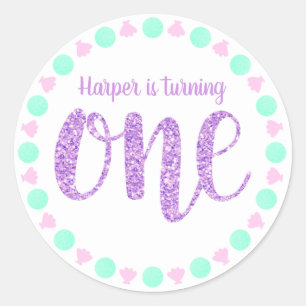 Custom order, first birthday, one classic round sticker