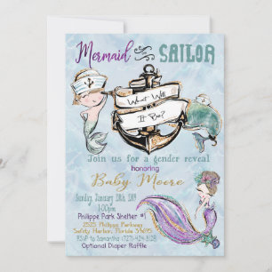 Custom order mermaid gender reveal final holiday card